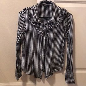 Black and white plaid blouse